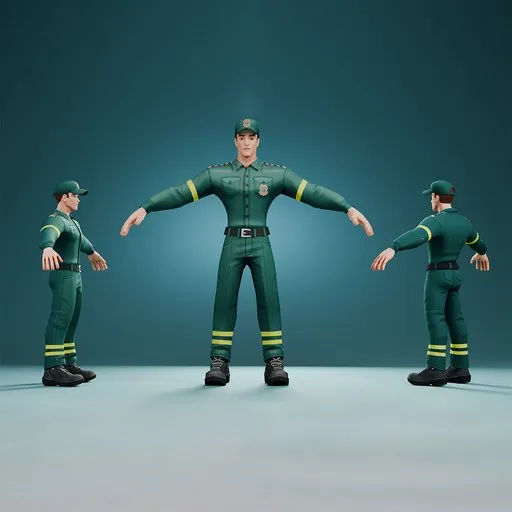 Male Firefighter Green Rescue Uniform