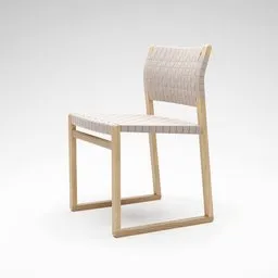 "Fredericia BM61 Linen Webbing 3D model for Blender 3D - Slender yet solid chair with woven seat and back, crafted with authentic materials and exposed construction. Inspired by Michael Flohr and rendered in Arnold, perfect for modern interiors. Featured on Artsation and designed by Charles Alston."