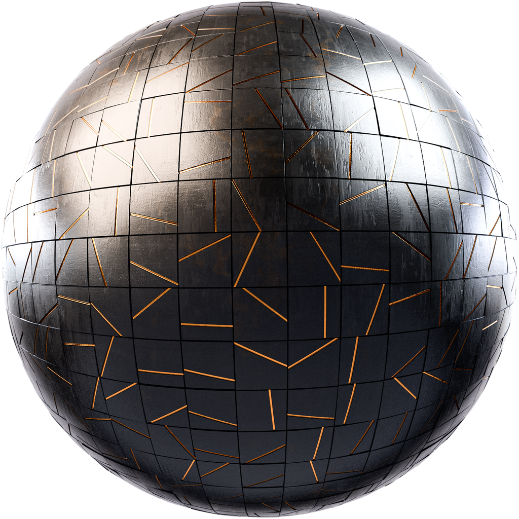 BlenderKit | Download the FREE Black and gold tiles material