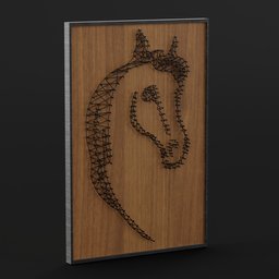 "Highly detailed 3D model of a horse painting crafted with wire on a wooden plaque, inspired by Paul Kelpe and David Ramsay Hay. This beautiful artwork, created using Blender 3D, features intricate textures and an 8K resolution. Perfect for CNC plasma, vector art, and framing, this stunning model is trending on Artbreeder and is a popular choice for Unreal Engine 5 projects."