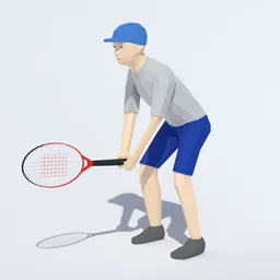 Low Poly Kid Playing Tennis