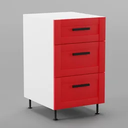 Kitchen lower cabinet 50cm (3 drawers)