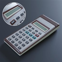 "Vintage Sharp calculator 3D model for Blender 3D. Highly detailed and photorealistic with a white soft leather texture and grooves on the back, inspired by Tosa Mitsuoki. Perfect for adding a touch of retro industrial style to your projects."