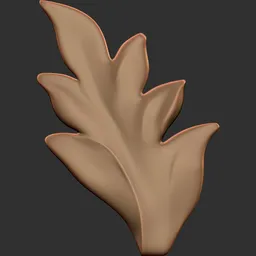 Detailed leaf pattern imprint by 3D sculpting brush for modeling ornamental armor surfaces in Blender.