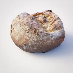 Detailed photorealistic 3D scanned bread roll model suitable for Blender 3D projects and kitchen visualization.
