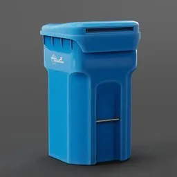 Detailed 3D rendering of a blue plastic waste bin optimized for Blender, suitable for residential scenes.