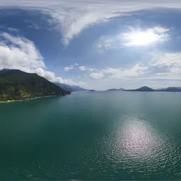 Mountains and Ocean Coast Sunny