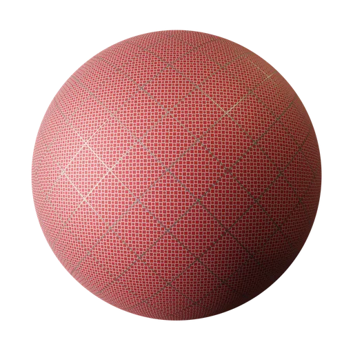 High-resolution PBR red brick tile material for 3D rendering in Blender and compatible software, detailed 4K texture.