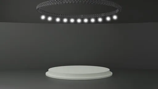 3D rendered versatile display podium under circular lighting for product visualization in Blender.