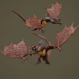 Rigged Armored Red Dragon-War Mount