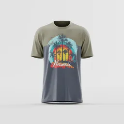 Hawaii Palm Sunset Color-Block Tee