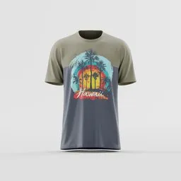 Hawaii Palm Sunset Color-Block Tee