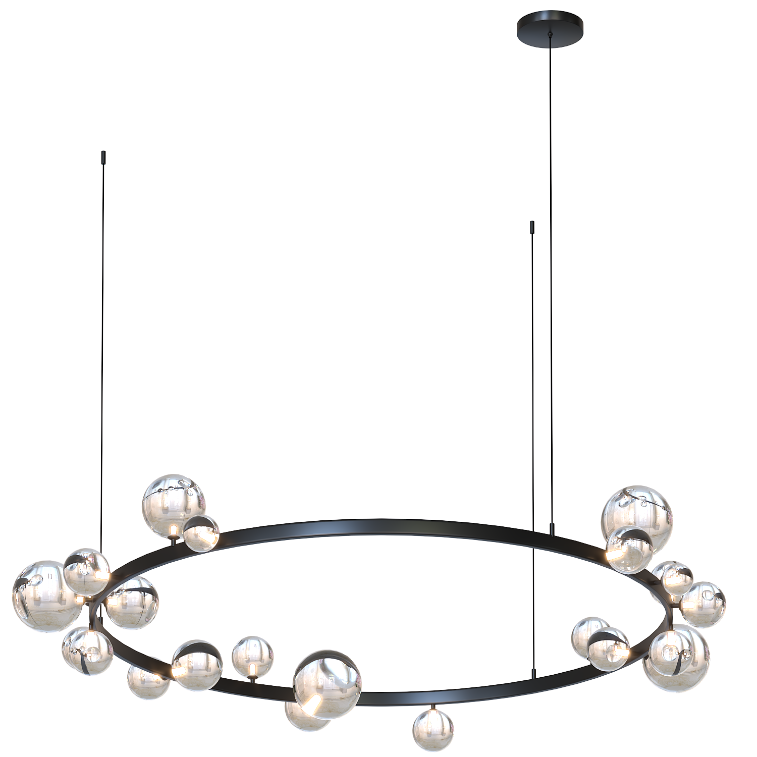 Black Glass Bubble Chandelier 3D Ceiling Light models BlenderKit