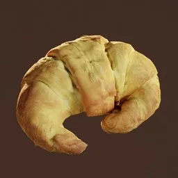 Realistic 3D croissant model, high-detail with 8K textures, perfect for Blender rendering.