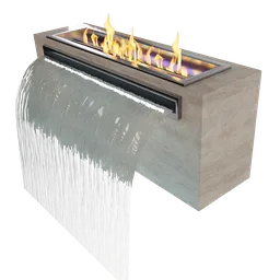 Detailed 3D rendering of a modern fountain with fire feature, compatible with Blender for scene enhancements.