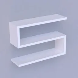 Minimalist white 3D model shelf designed in Blender, perfect for modern interior visualization projects.