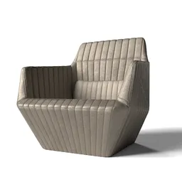 Detailed quilted armchair 3D model with modern design, rendered in Blender, suitable for interior visualization.
