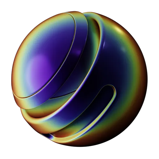 High-quality PBR material with a vibrant rainbow anodized effect for 3D models in Blender, single-node configuration for easy customization.