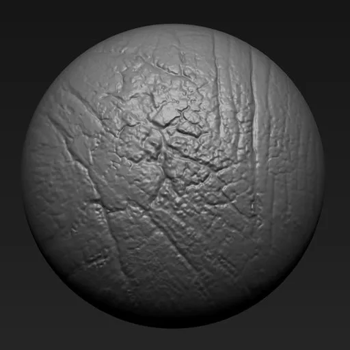 Detailed 3D sculpting brush effect for tree bark and rugged surfaces, compatible with Blender 3D.