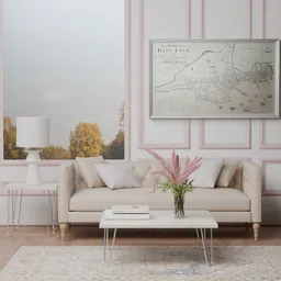 Pastel Living Room Interior Scene