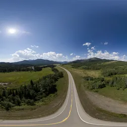 Aerial Road in Mountains Sunny