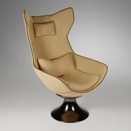 Elegant beige 3D modeled chair with sleek design and comfortable contours, ideal asset for Blender scene creation.