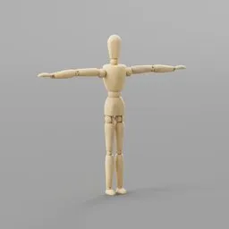 Realistic 3D human mannequin with articulated joints for animation poses, compatible with Blender.