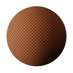 Orange geometric pattern carpet PBR material for Blender 3D with high-resolution textures.