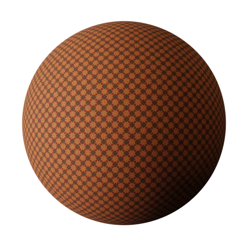 Orange geometric pattern carpet PBR material for Blender 3D with high-resolution textures.