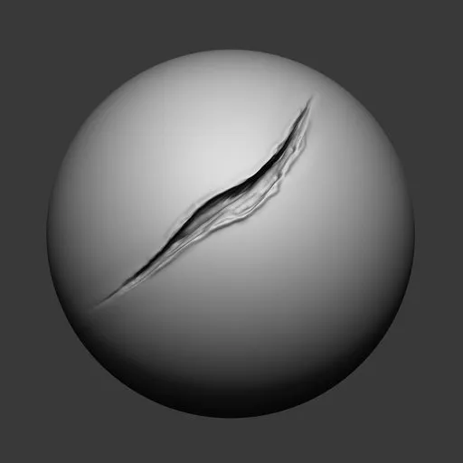 3D sculpting brush for realistic wound detailing on character models, compatible with Blender.