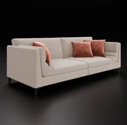 Detailed 3D model of a modern 3-seater sofa with changeable fabric in Blender 3D format.