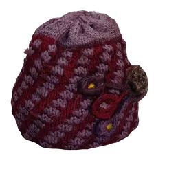 Realistic 3D knitted hat model with detailed texture and quad mesh, suitable for Blender rendering and simulation.