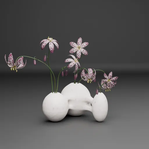Lily Flowers in Ceramic Vase
