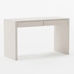 Sleek Blender 3D model of a minimalist white desk with dual drawers for virtual interior design visualization.