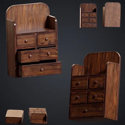 Antique Wooden Drawer Cabinet