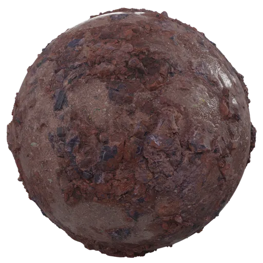 High-resolution wet red rock PBR material for 3D rendering in Blender and other applications.