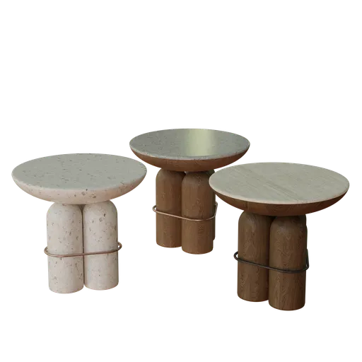Sophisticated 3D model of a modern sidetable with terrazzo legs, showcasing quality veneer and MDF design in Blender 3D.