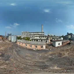 Abandoned factory roof sunshine clouds