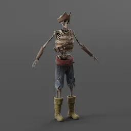 Ghostly Buccaneer Skeleton Unrigged