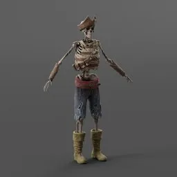 Ghostly Buccaneer Skeleton Unrigged