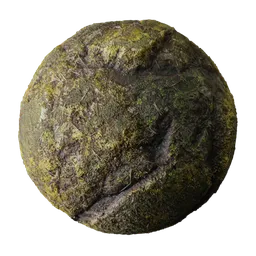 High-quality PBR Mossy Rock material for realistic texturing in Blender 3D environments, suitable for cliffs and ground surfaces.