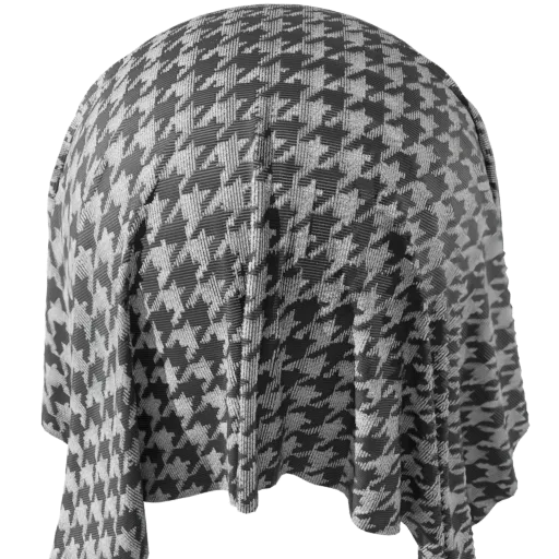 Black and white weave sweater fabric PBR material for 3D modeling in Blender with metallic, AO, albedo, roughness, displacement maps.