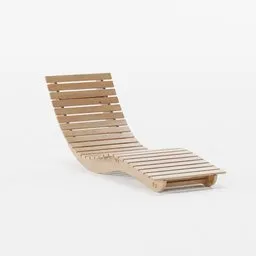 3D model of a wooden poolside lounger with detailed texture, optimized for Blender rendering.