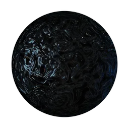 Abstract swirling glass PBR material for Blender Cycles and Eevee with dark tones and blue highlights.