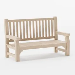Detailed 3D wooden park bench model with a realistic texture, perfect for Blender 3D renderings and game environments.