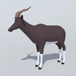 Low Poly Bontebok Antelope