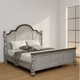 Vintage Gray Wooden Bed Frame