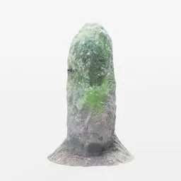 "Photo-scanned mossy way marker rock monolith 3D model for Blender 3D, inspired by Jacob Koninck, made in 2019. Perfect for creating realistic outdoor environments. Category: environment-elements."