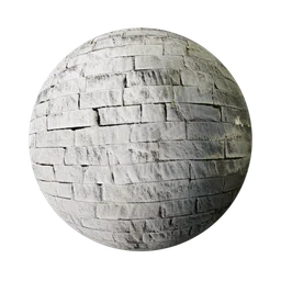 High-resolution white stone brick PBR texture for 3D modeling and rendering in Blender.