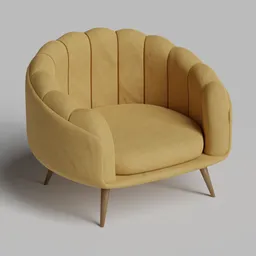 High-quality yellow 3D modeled comfy loveseat, optimized for Blender, with realistic textures and shading.